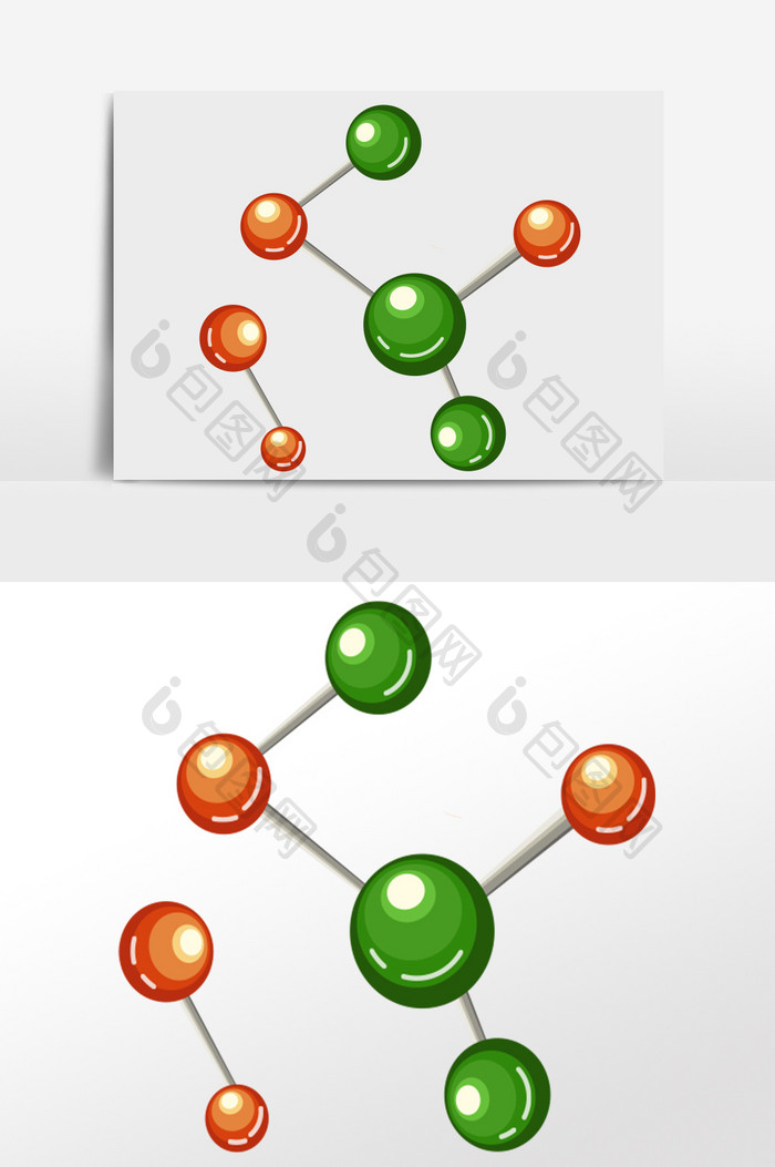 手绘卡通彩色化学分子链插画