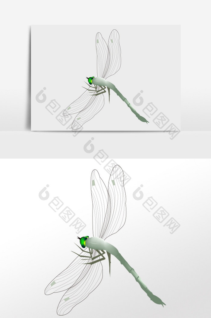 手绘卡通昆虫翅膀动物小蜻蜓插画
