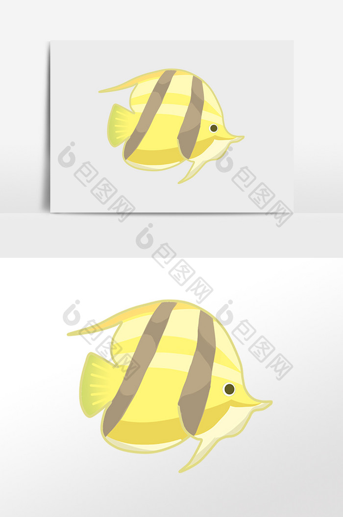手绘海洋水生物动物黄色小鱼插画