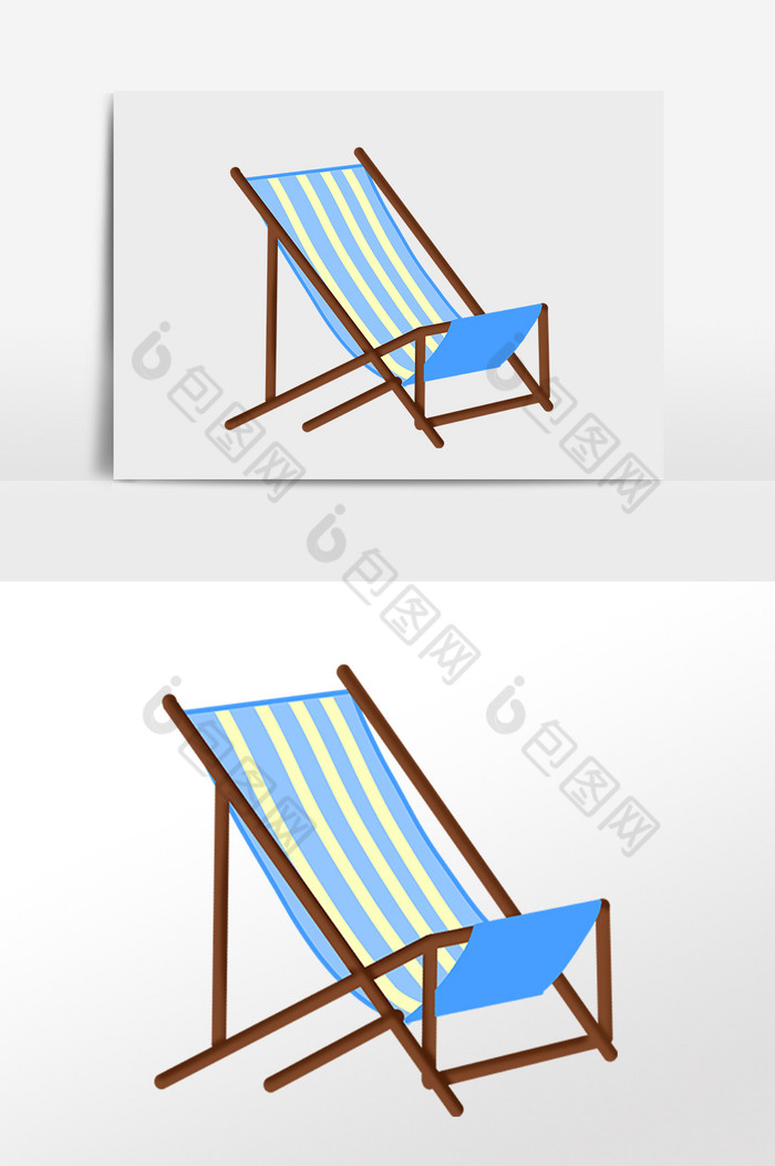 夏季海滩旅游蓝条躺椅插画图片图片
