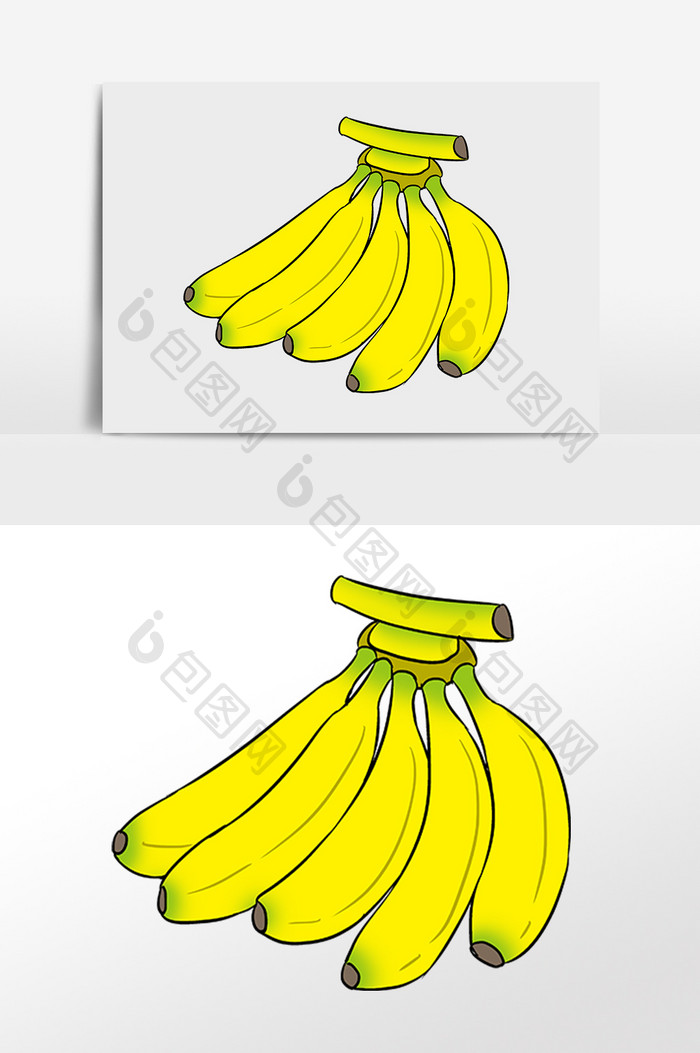 手绘夏季新鲜水果一把香蕉插画