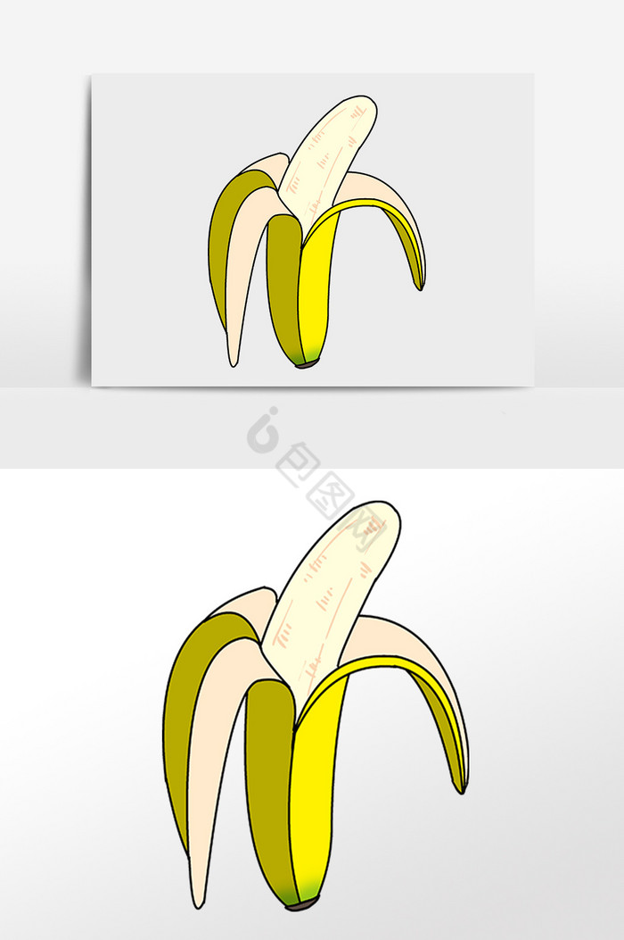 夏季新鲜水果剥开香蕉插画图片