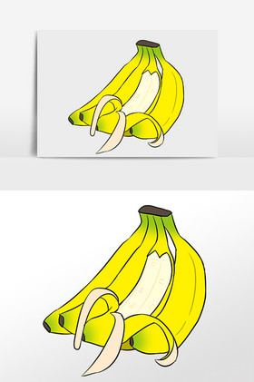 夏季新鲜水果一串香蕉插画