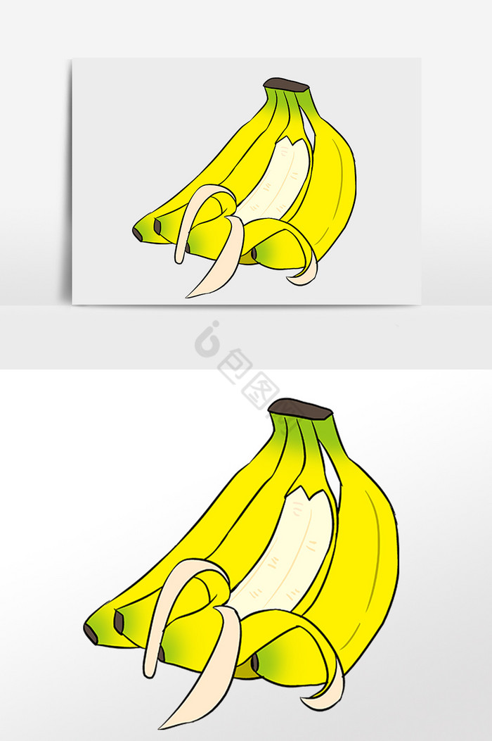夏季新鲜水果一串香蕉插画图片