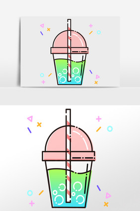 夏季饮品果汁汽水插画