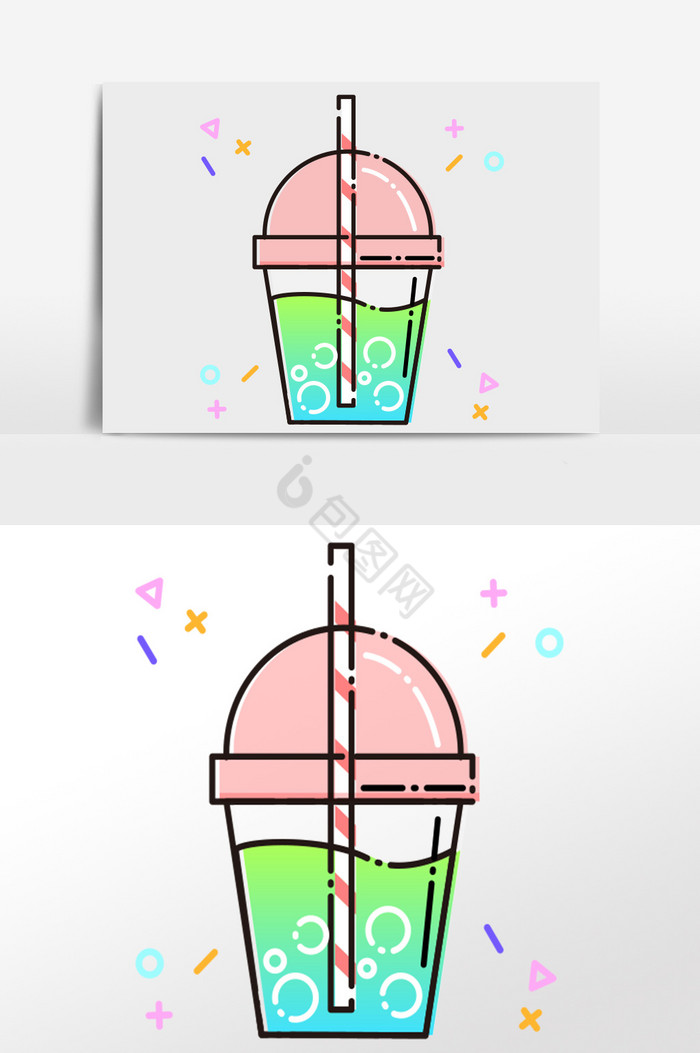 夏季饮品果汁汽水插画图片