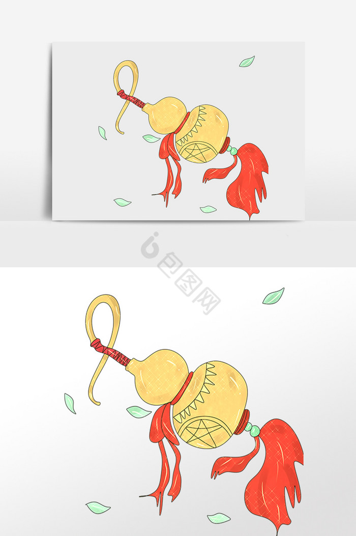 端午节葫芦酒壶插画