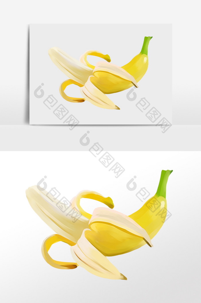 手绘夏季美味新鲜水果香蕉插画