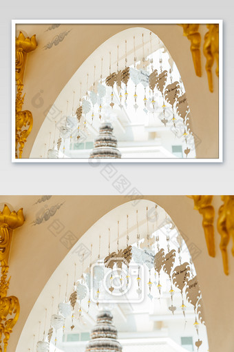 泰国庙宇白色拱门摄影图片
