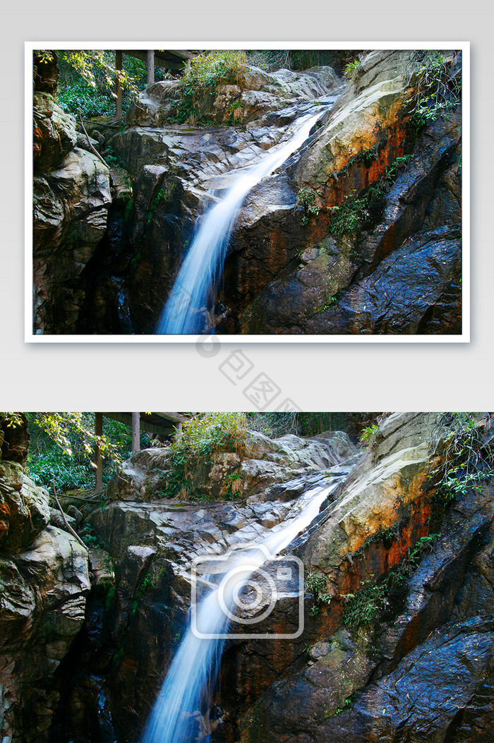 山涧瀑布流水摄影图