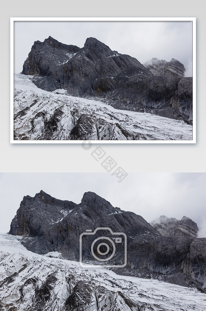 云南玉龙雪山山顶雪山岩石细节图片