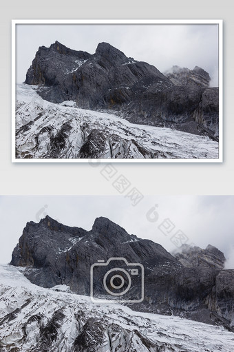 云南玉龙雪山山顶雪山岩石细节摄影图图片