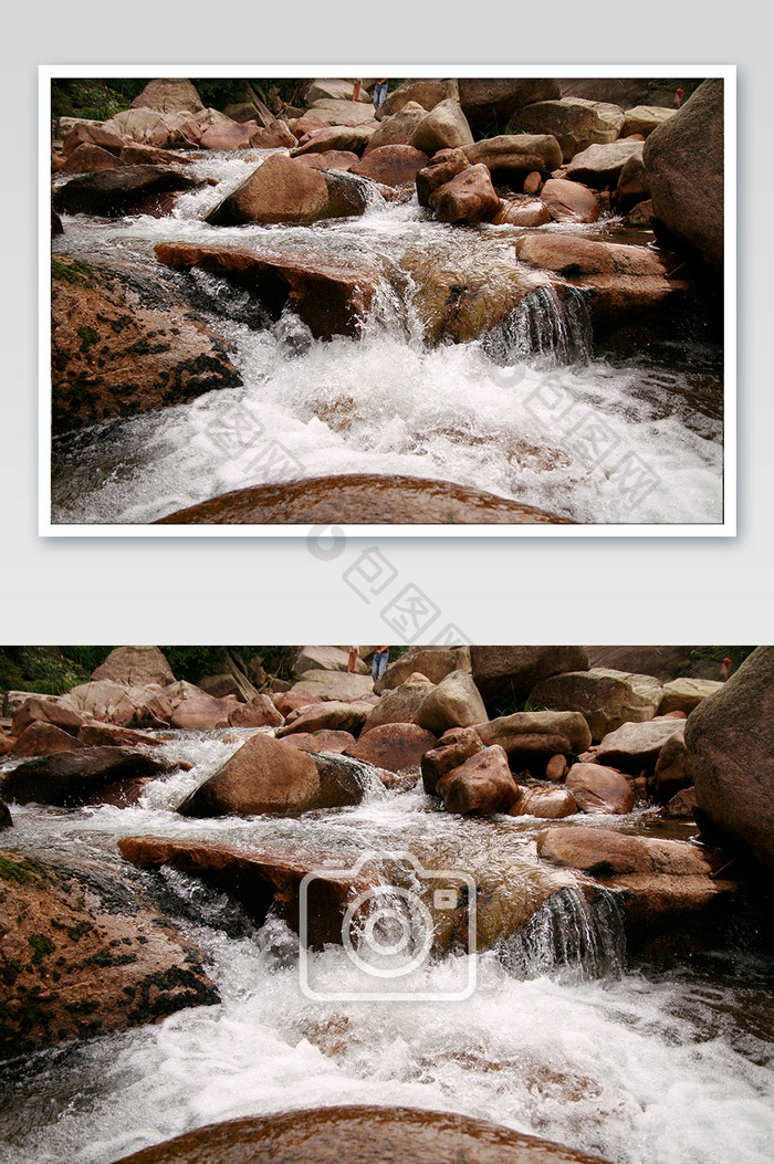 山涧清澈溪流流水摄影图