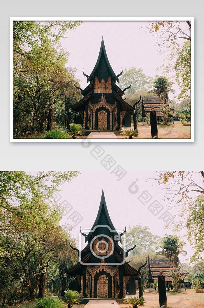 泰国庙宇建筑外部整体摄影图片