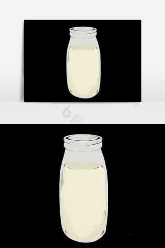 手绘牛奶瓶形象元素图片