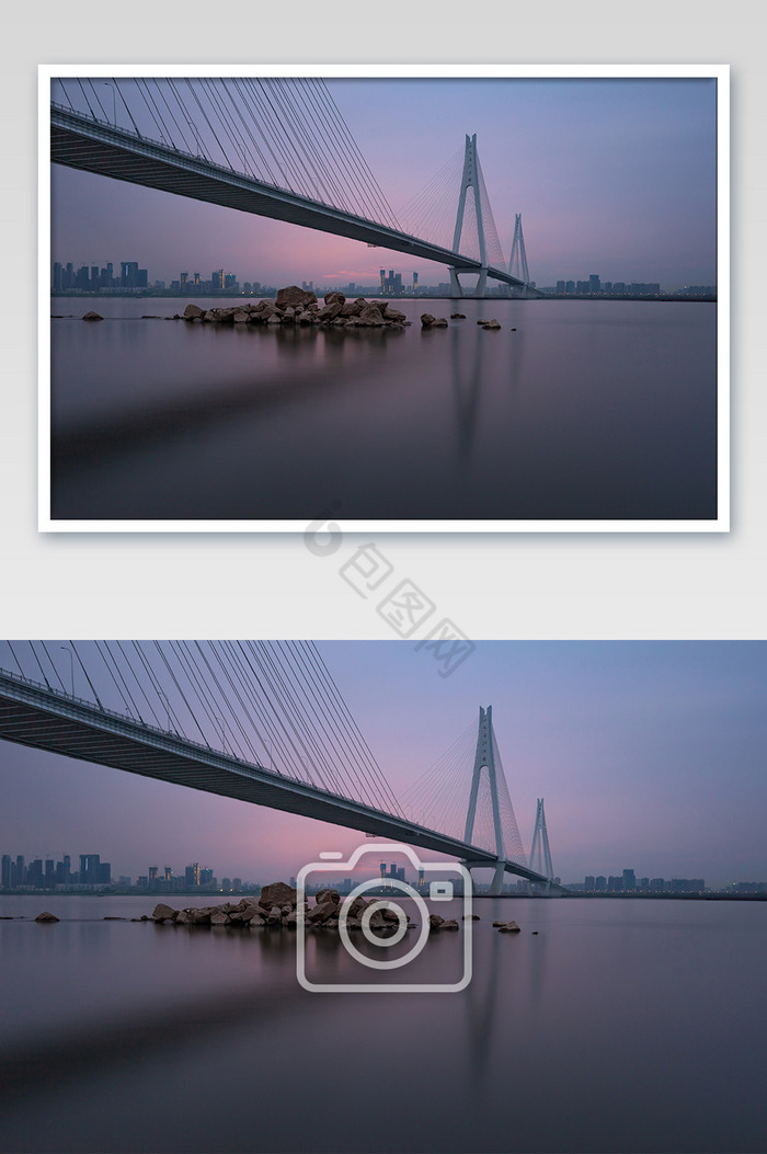 蓝色宏伟二七长江大桥摄影图片