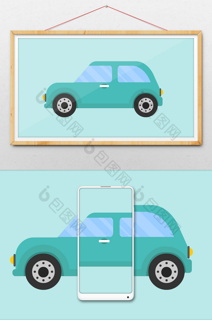 卡通绿色小汽车动图GIF