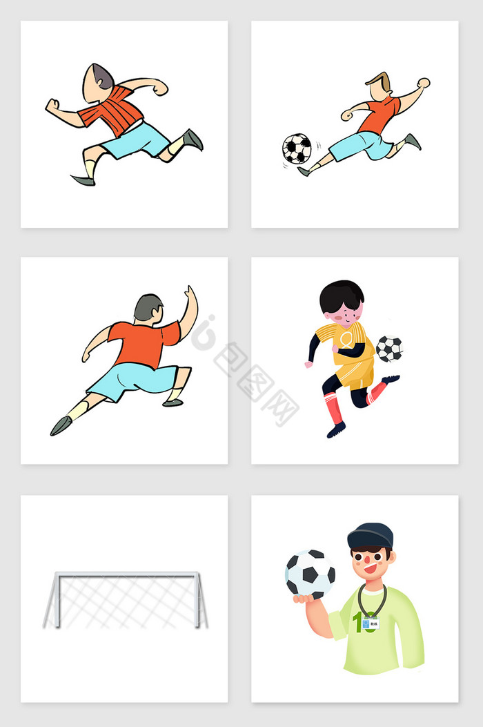 足球运动员套图插画图片