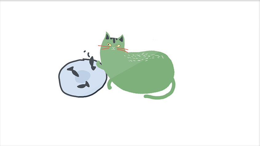 猫小绿系列表情包gif动态表情包猫抓鱼图片