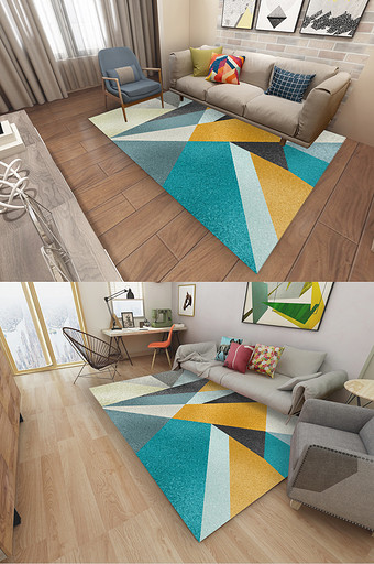 北欧风简约抽象几何客厅卧室地毯图片