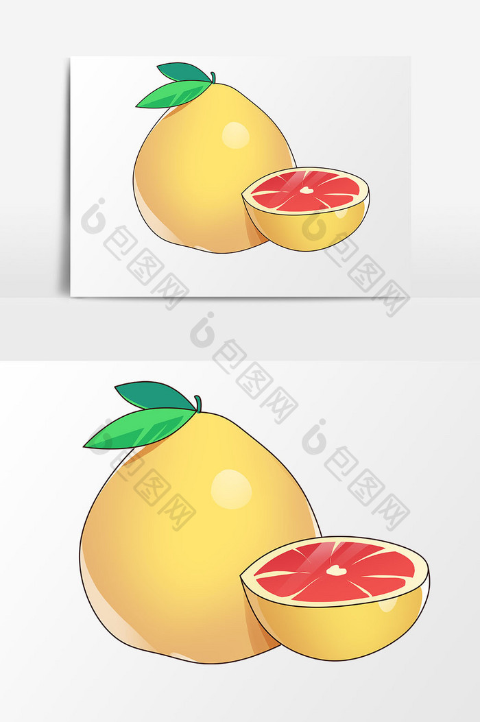 手绘卡通可爱立夏水果柚子元素免扣