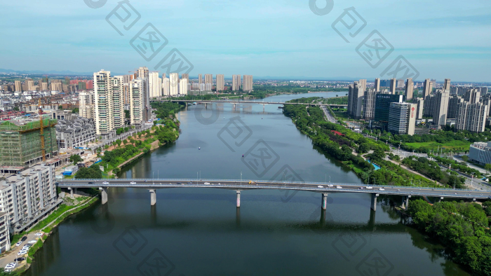 江西鹰潭大桥信江航拍素材图片-包图网企业站