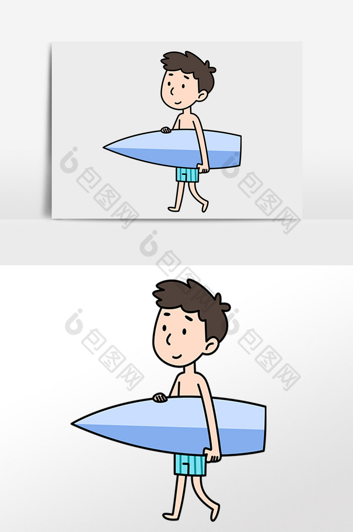 夏季海滩旅游冲浪板男孩插画图片图片