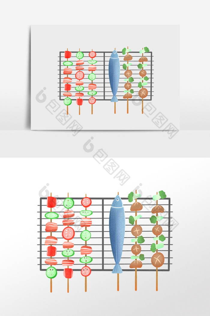 美味烧烤烤架插画图片图片
