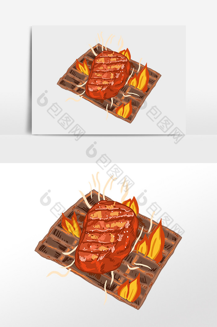 美味烧烤烤牛排插画图片图片