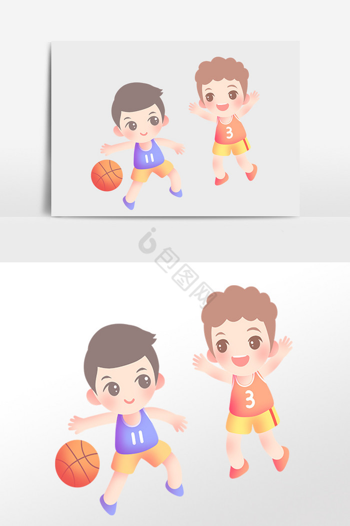 春游踏青打篮球男孩插画图片