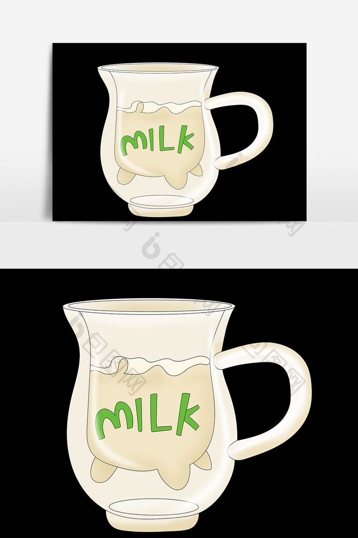 牛奶手绘卡通杯子元素