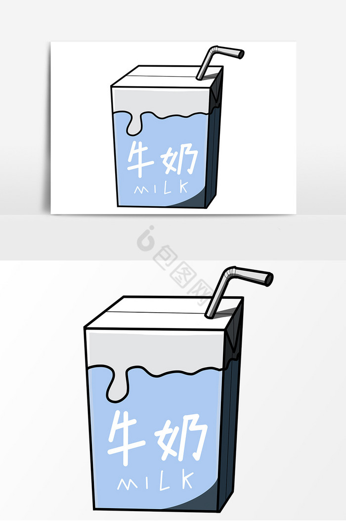 牛奶形象插画图片