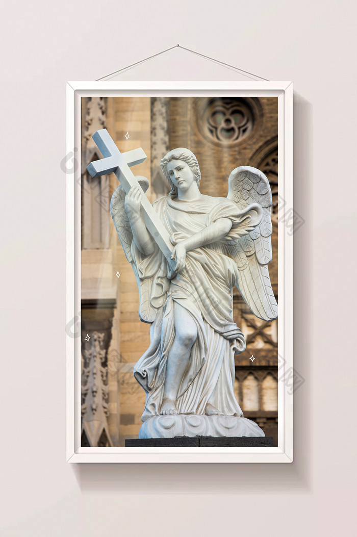 天主教堂人物雕像创意摄影插画GIF