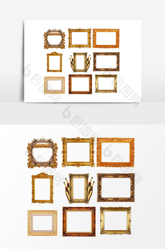 手绘实木相框设计素材图片