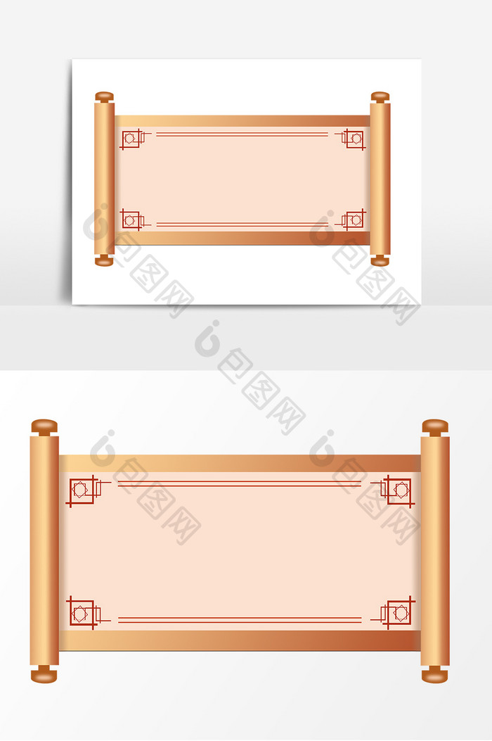 中国风卷轴边框元素