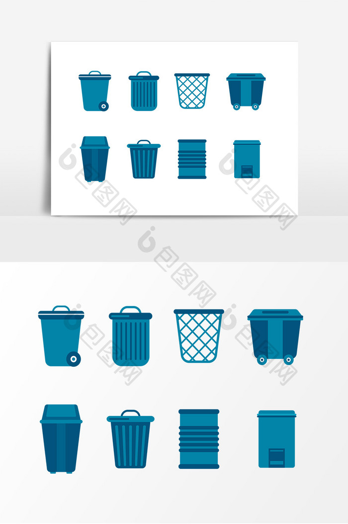 蓝色垃圾桶图标设计素材