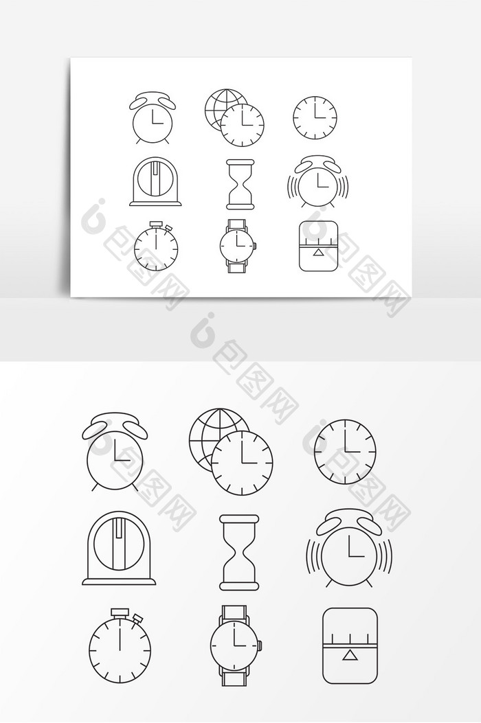 闹钟挂钟轮廓图设计素材