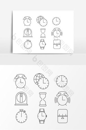 闹钟挂钟轮廓图设计素材图片