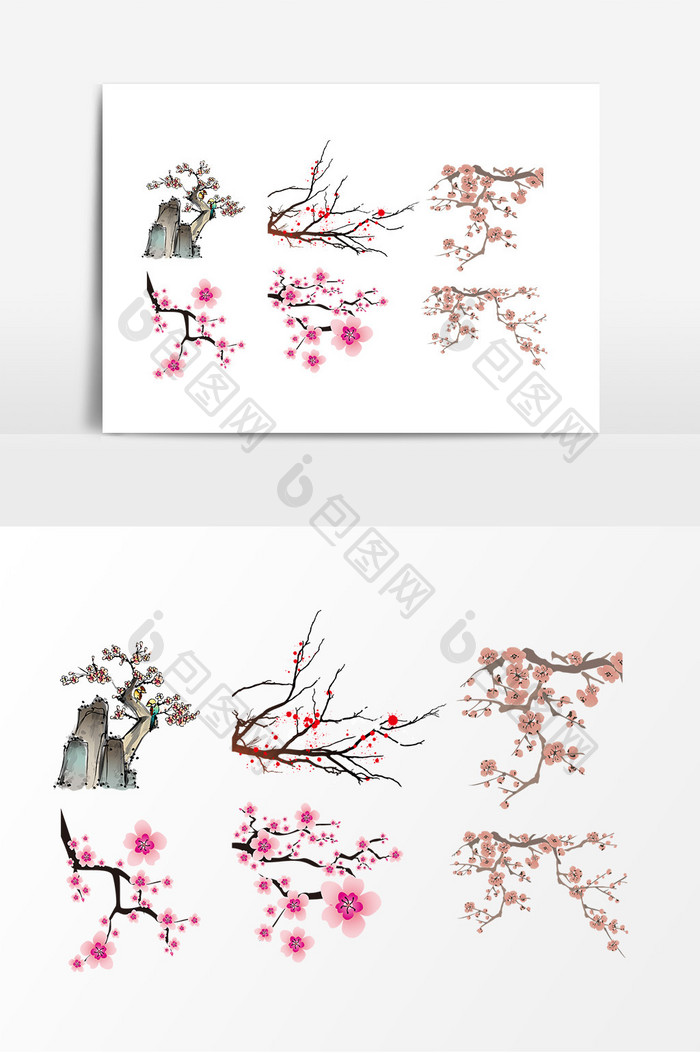 粉色梅花树枝设计素材