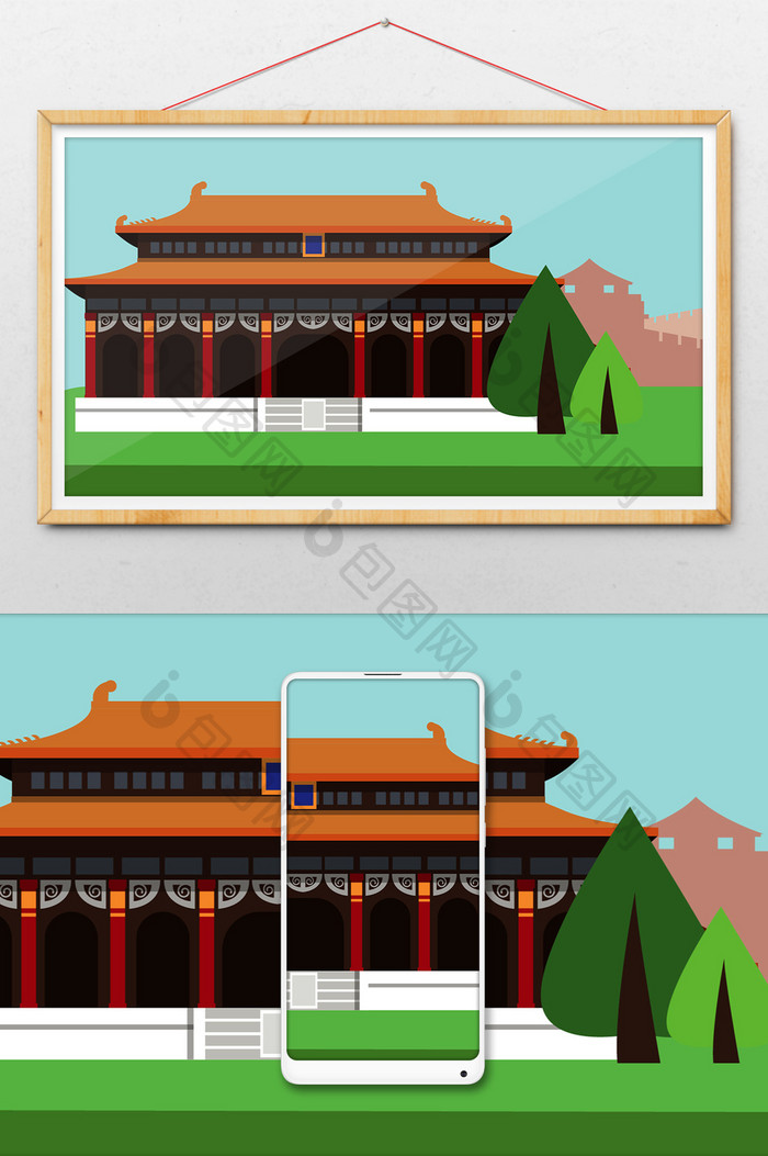 卡通二维中国风建筑动图