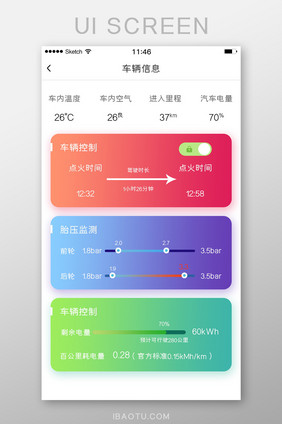 车辆信息渐变卡片多色白底简洁风格进度