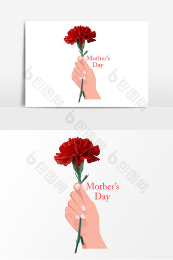 母亲节手持红色康乃馨花形象图片