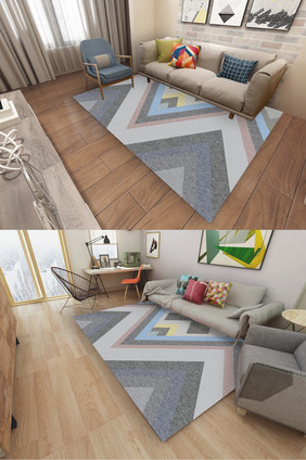 北欧风抽象几何布纹三角形客厅卧室地毯