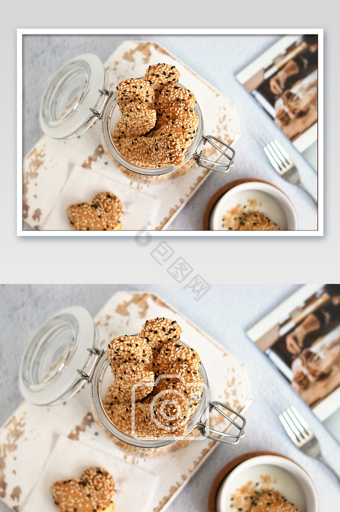 芝麻饼干手指饼干下午茶早餐烘焙图片