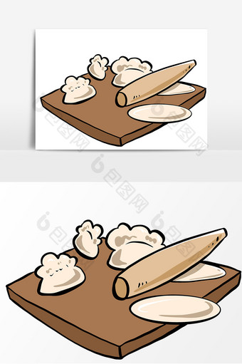 节日包饺子形象元素图片
