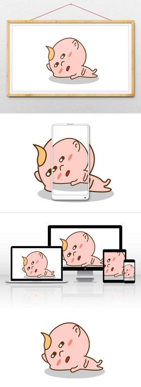 可爱小孩子瘫倒在地动态表情包