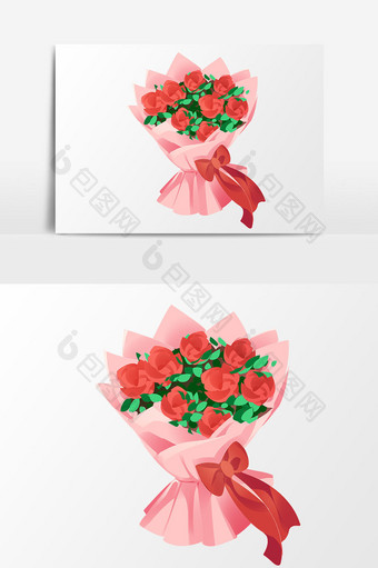 手绘卡通520表白季玫瑰花束元素免扣图片