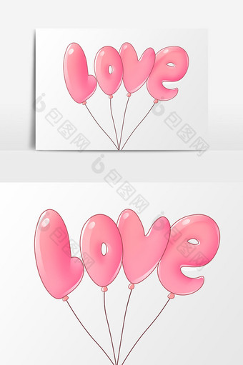 手绘卡通520表白季粉色LOVE气球元素图片