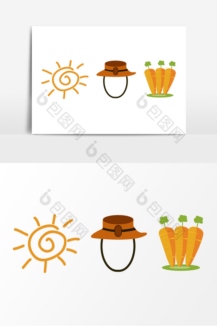 劳动节太阳农民帽子种植蔬菜胡萝卜卡通元素