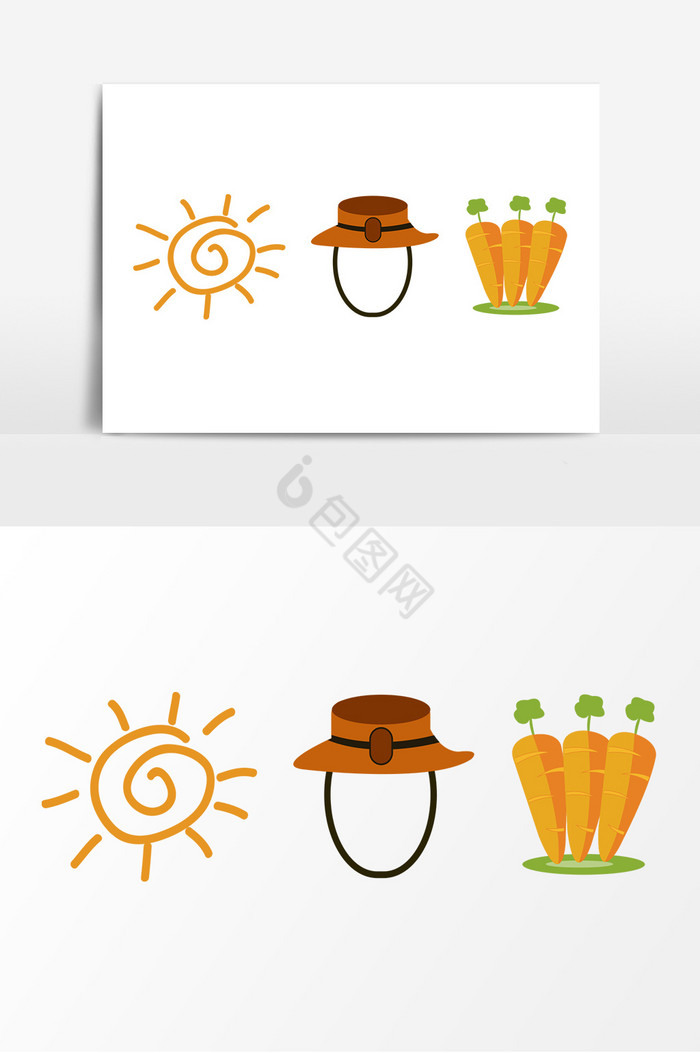 劳动节太阳农民帽子种植蔬菜胡萝卜图片